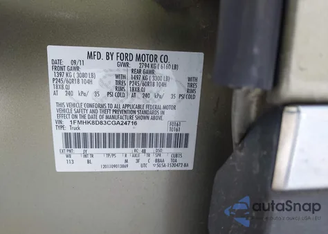 2012 Ford Explorer Xlt from USA, damaged, VIN 1FMHK8D83CGA24716